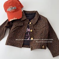 Vente en gros – Nouvelle collection automne 2026 : Veste courte en jean léopard pour enfants