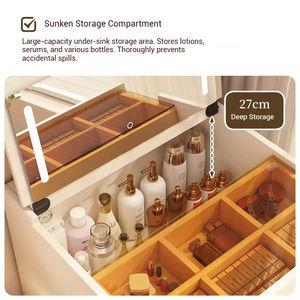 Meuble de chambre à coucher de luxe nordique, table de toilette avec grands tiroirs de rangement, miroir, table de toilette moderne en bois massif durable - Product Image 3