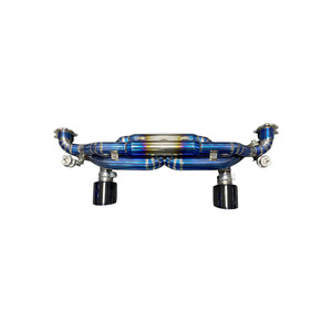 Impresionante Silenciador de Escape Ligero de Titanio de 1.2 mm de Espesor para <span class=keywords><strong>Porsche</strong></span> <span class=keywords><strong>718</strong></span> Cayman Spyder <span class=keywords><strong>GTS</strong></span>/GT4 con Válvulas OEM en Dorado/Morado/Azul - Product Image 1