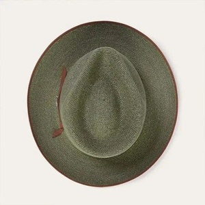 Green Woven <b>Straw</b> <b>Fedora</b> Hat Wide Brim Summer Dress Cap Natural Grass for Outdoor Travel Casual Wear - Product Image 3