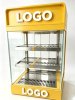 Lemari Pemanas Makanan Komersial, Display Kabinet Meja, Showcase Tart Telur, Pemanas Alas Listrik, Kapasitas 65L, Suhu 50-70C