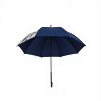 Parapluie Droit Publicitaire de Luxe à Ouverture Automatique Légère, Revêtement PU, Poignée en J, Marque Exécutive, Idéal Voyage