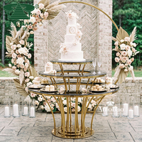 Meubles de salle de banquet ensemble table de mariage et gâteau en acier inoxydable en or