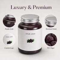 Boîte à compléments alimentaires magnétique violette écologique avec couvercle rabattable, logo personnalisé, boîte cadeau premium pour capsules nutritionnelles, vitamines et protéines