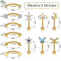 Piercing de Acero Quirúrgico 316L 16G, Modelo Básico, Labret, Barbell para Ceja, Cartílago, Oreja, Anillo de Ombligo con Rosca Interna, Joyería Corporal