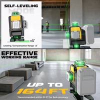 Niveau laser vert 4D à 16 lignes, rotation automatique à 360 degrés, outil de nivellement haute précision pour batteries