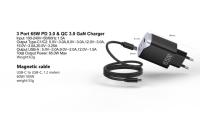 Nouveau chargeur mural 65W GaN PD 3 ports A+2C 2026, ignifuge, charge rapide