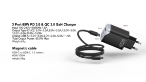 2026 Neues 65W GaN PD 3-Port A+2C Wandladegerät Feuerfest Schnellladung - Product Image 3