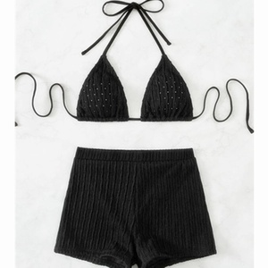 High Waist Solid Color Bandeau Bikini Set with <strong>Boyshort</strong> Bottoms Backless Design for Women Girls Two Piece Breathable <strong>Swimsuit</strong> - Product Image 5