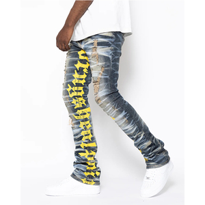 <span class=keywords><strong>Jeans</strong></span> affusolati <span class=keywords><strong>con</strong></span> cinque tasche fatti a mano pantaloni in Denim <span class=keywords><strong>Jeans</strong></span> strappati Skinny <span class=keywords><strong>con</strong></span> stampa di lettere - Product Image 2