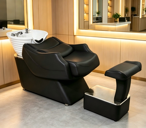 Fauteuil de salon moderne en cuir PU pour <span class=keywords><strong>lavabo</strong></span> en céramique, réglable, avec cadre antirouille |   Salon de coiffure, salon de barbier, commerce - Product Image 6