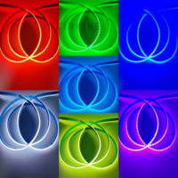 Bandes lumineuses LED RGB flexibles Cob 24V 8mm 576 LED/m IP20 Ra90 1200Lm Télécommande 5M Dimmable Certifié ROHS