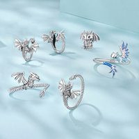 925 argent Sterling bleu émail Dragon anneau réglable mignon Animal ouvert anneau amoureux bijoux cadeaux d'anniversaire pour les femmes SCR1135-E