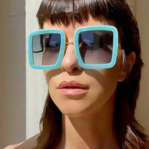 Lunettes de soleil vintage carrées en cristal brillant, monture en alliage, surdimensionnées, avec strass, pour femmes et hommes, vente en gros - Product Image 2