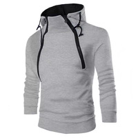 Sweat-shirt à capuche en polaire imprimé pour homme, double fermeture éclair, manches longues, couleur contrastante, fermeture éclair bidirectionnelle, style streetwear imprimé