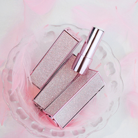 Tube de rouge à lèvres ou baume à lèvres vide de luxe en plastique avec bouchon à vis, calibre 12,1 mm, rose métallisé super pailleté, violet, avec logo personnalisé