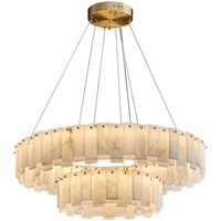 Lustre en marbre rond naturel et laiton, luminaire moderne de luxe en albâtre pour salle à manger, salon, restaurant, hall d'entrée