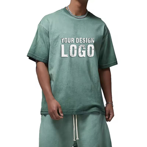 T-shirt pour homme surdimensionné à épaules tombantes, dégradé de couleurs, style américain, teint et délavé, vintage, ample, sport, t-shirts pour homme - Product Image 1