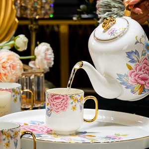 Jingdezhen 8-Piece Luxury Bone China Dinnerware <b>Set</b> Ceramic Tea <b>Cup</b> & Tray High-Appearance Water <b>Cup</b> <b>Set</b> in Light Luxury Style - Product Image 2