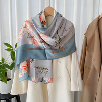 Écharpe longue en satin de soie de mûrier 100% pour femme, imprimé floral artistique, élégante, cadeau de luxe pour dames
