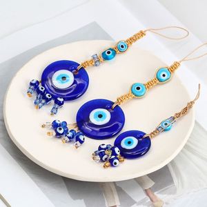 Colgante de Pared de Cuerda Trenzada con Borla de Cuentas Coloridas y Ojo Turco de Cristal Azul para Decoración del Hogar, Sala de Estar y Coche - Product Image 2