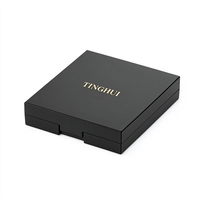 Boîtier de maquillage compact de luxe D36.5mm avec logo personnalisé, carré, noir mat, léger, pour fard à paupières et poudre, avec miroir