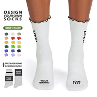Chaussettes en coton douces et confortables pour femmes et filles, à volants, avec logo personnalisé, pour l'automne