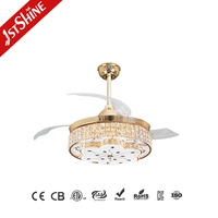 Ventilateur de plafond 1stshine 42 pouces OEM/ODM, innovant, durable, à économie d'énergie, pour la décoration intérieure, avec pales rétractables et lumière LED
