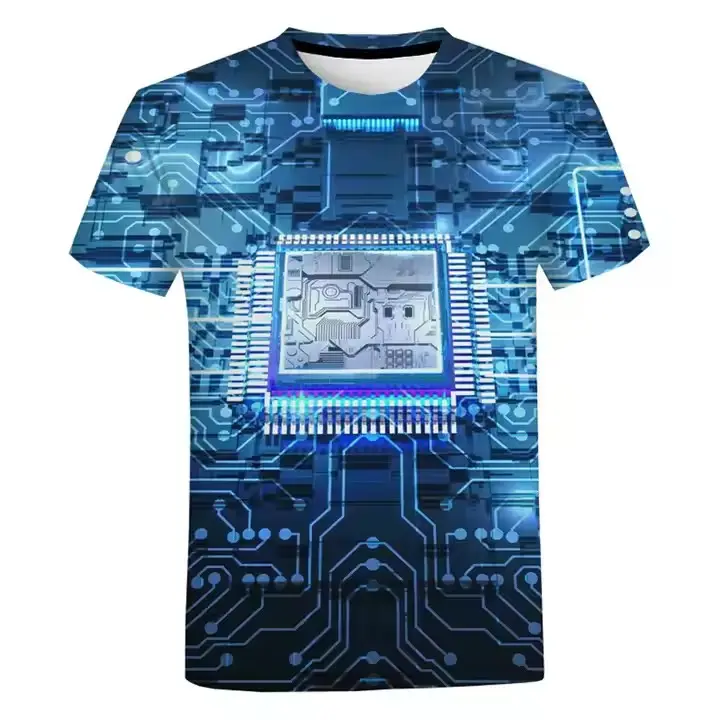 3D gedruckte Leiterplatte Grafik T-Shirt für Herren Sommer lässig kreativ elektronischer Chip T-Shirts Kurzarm Oberteile