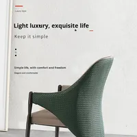 Chaise de salle à manger Lingqi 3353, style italien, luxe léger, design nordique, style wabi-sabi, accoudoirs en cuir tissé, pieds en métal minimalistes