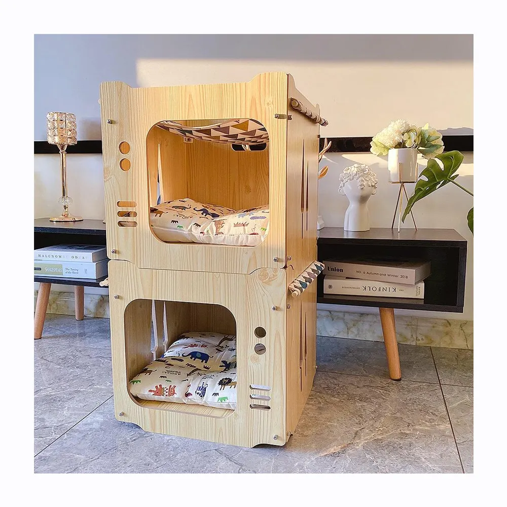 Pet Cages Custom Modern Indoor Dog Cat Furniture House Handmade Carriers Small Animal Cabinet Houses Pet Cages