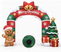 Arche gonflable de Noël avec arbre et boîtes cadeaux en forme d'homme en pain d'épices, Arche Joyeux Noël pour la décoration extérieure de jardin, pelouse et fête