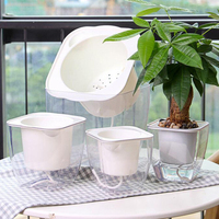 Vente en gros, Pots de fleurs en plastique à 2 niveaux, jardinière, grands Pots de plantes d'intérieur décoratifs à arrosage automatique/