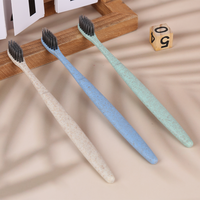 Brosse à dents manuelle en paille de blé à poils souples, écologique, avec logo personnalisé, pour adultes, vente en gros en vrac pour la maison