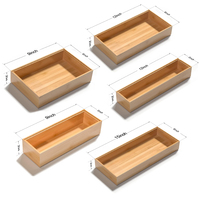 Ensemble d'organisateurs de tiroirs rectangulaires en bambou personnalisés, boîte de rangement empilable pour ustensiles, plateau à couverts en bois