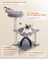 Arbre à chat écologique de 28 pouces de haut avec grand hamac de 15,7 pouces, griffoir en bois et sisal pour chats d'intérieur