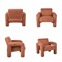Fauteuil lounge moderne en peluche avec accoudoirs incurvés, chaise d'appoint à revêtement doux pour salon, chambre, hôtel, décoration esthétique de la maison