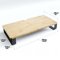Support de bureau portable en métal et bambou pour ordinateur portable, support de moniteur d'ordinateur, rehausseur