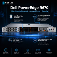 Serveur Dell R670 1U Haute Densité avec Stockage Direct E3.S NVMe EDSFF Frontal, PCIe 5.0, Double Alimentation 1500W, Serveur Rack pour Bases de Données Cloud Edge