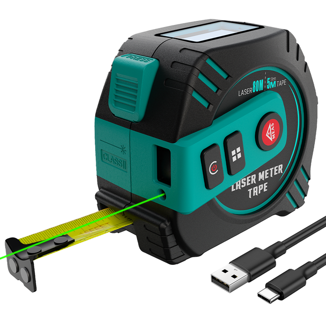 40m/80m Green Laser Tape Measure with 5m Steel Blade - Construction Grade at Factory Price