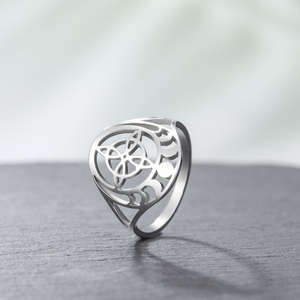 Nuovo stile anello con nodo celtico in stile Irish con nodo strega e fase della luna Casual in acciaio inox gioielli regalo all'ingrosso - Product Image 6