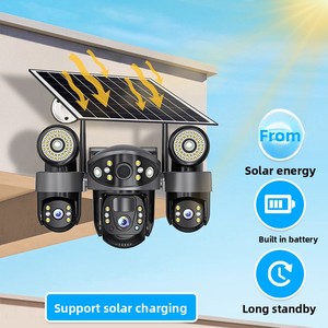 Lampe solaire LED intelligente avec 3 caméras 4K réglables, projecteur de sécurité extérieur, étanche IP65 pour jardin - Product Image 4