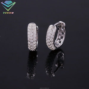 Varios pendientes cubanos con incrustaciones de moissanita VVS, certificado GRA, chapados en oro sobre plata de ley 925, pendientes de aro con corte brillante redondo. - Product Image 6