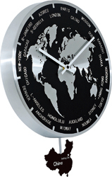 Reloj de pared de metal para decoración del hogar, diseño de <span class=keywords><strong>mapa</strong></span> del <span class=keywords><strong>mundo</strong></span>, marco de aluminio, péndulo, movimiento, precio de fábrica - Product Image 2