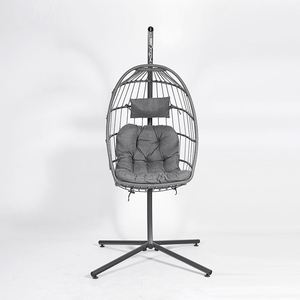 Fauteuil suspendu moderne pliable en rotin pour patio, jardin, chambre, hôtel, parc - Mobilier d'extérieur en métal - Product Image 5