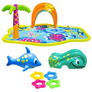 Alfombra de Juego Acuática Inflable con Animales Marinos para Niños, con Tobogán y Aspersor, Juguete para Piscina al Aire Libre para Niños Pequeños - Product Image 6