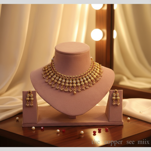 ชุดสร้อยคอหิน pota และไข่มุกชุบทอง11714309DP ชุดเครื่องประดับที่ประณีตสวยงาม - Product Image 3