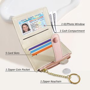 กระเป๋าใส่บัตรผู้หญิงพร้อมพวงกุญแจ ช่องใส่บัตรหลายช่อง ช่องใส่บัตรประชาชน ช่องใส่เหรียญแบบซิป กระเป๋าใบเล็กพกพาสะดวก ลายดอกไม้ สำหรับใส่บัตรเครดิตและเงินสด - Product Image 2