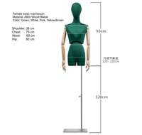 Mannequin Torse Féminin Moderne Réglable, Forme de Robe Colorée, Mannequin Demi-Corps Recouvert de Tissu avec Support Métallique pour Présentation de Vêtements