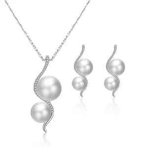 Set Perhiasan Pengantin Mutiara untuk Wanita Grosir N911250